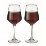 Twee wijnglazen met logo kleur doorzichtig eerste weergave