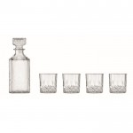 Luxe fles en vier glazen met logo kleur doorzichtig eerste weergave