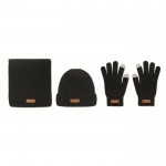Winterset met sjaal, handschoenen en muts met logo kleur zwart eerste weergave