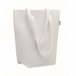 Tas met opdruk en lange hengsels van rpet-vilt kleur wit