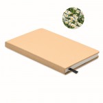 Gepersonaliseerd ecologisch notitieboek met zaden kleur beige