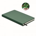 Gepersonaliseerd ecologisch notitieboek met zaden kleur donkergroen