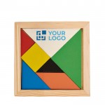 Gekleurd houten tangram spel weergave met jouw bedrukking