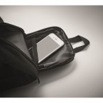 RPET gevoerde schoudertas met handvat en riem kleur zwart weergave detail 2