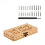 Set van 24 schroevendraaiers in een bamboe box weergave met jouw bedrukking