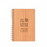 Ringnotitieboekje met bamboe kaft weergave met jouw bedrukking