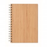 Ringnotitieboekje met bamboe kaft kleur hout vierde weergave