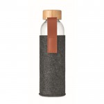 Glazen fles met deksel van RPET polyester kleur donkergrijs derde weergave