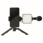 Statiefset met microfoon en lampje voor mobiel kleur zwart eerste weergave