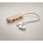 USB hub met 3 poorten in houten koffer kleur hout weergave detail 1