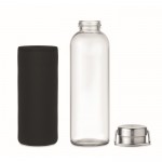 Glazen fles met inklapbare handgreep en deksel kleur zwart zevende weergave