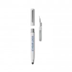 Pen met stylus en hoofdtelefoonreinigingsset blauwe inkt weergave met bedrukking