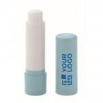 Veganistische lippenbalsem vanillegeur SPF10 in gerecycled ABS-doosje weergave met bedrukking