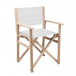 Opvouwbare houten regisseursstoel voor strand of camping maximaal 80 kg kleur wit