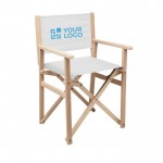 Opvouwbare houten regisseursstoel voor strand of camping maximaal 80 kg weergave met bedrukking