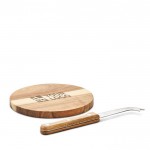 Kleine kaasplankenset van acaciahout met mes bedrukken weergave met bedrukking