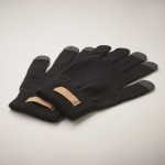 Tactiele handschoenen van RPET-polyester met kurklabel met logo kleur zwart foto bekijken derde weergave