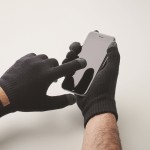 Tactiele handschoenen van RPET-polyester met kurklabel met logo kleur zwart foto bekijken vierde weergave