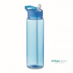 anti-lek drinkflessen bedrukken met rietje voor sport 650ml Tritan Renew™ kleur blauw