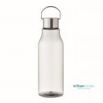 anti-lek fles met logo met stalen handvat deksel 800ml Tritan Renew™ kleur doorzichtig