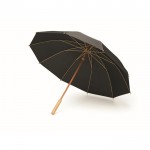 Winddichte handmatige RPET pongeeparaplu met bamboestructuur Ø104 kleur zwart