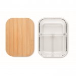 Glazen lunchbox met 3 compartimenten en bamboe deksel 800ml kleur doorzichtig vijfde weergave