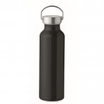 Drinkfles van gerecycled aluminium met anti-lekdop en handvat 500ml kleur zwart