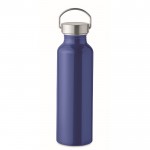 Drinkfles van gerecycled aluminium met anti-lekdop en handvat 500ml kleur blauw