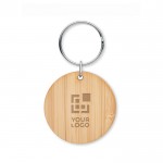 Eenvoudige goedkope ronde bamboe sleutelhanger bedrukken weergave met bedrukking