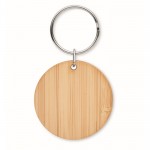 Eenvoudige goedkope ronde bamboe sleutelhanger bedrukken kleur hout tweede weergave