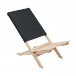 Opvouwbare houten strandstoel met lage zitting, maximaal gewicht 95 kg kleur zwart