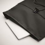 Rugzak met rolsluiting en RPET polyester gevoerde rugleuning kleur zwart foto bekijken zesde weergave