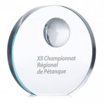 Trofee met glazen wereldbol voor reclame kleur doorzichtig vierde weergave met logo