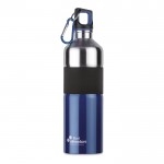 Aluminium fles voor reclame kleur blauw vierde weergave met logo