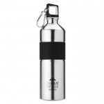 Aluminium fles voor reclame kleur matzilver vierde weergave met logo