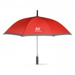 Promotie paraplu van 23” met EVA handvat kleur rood vierde weergave met logo