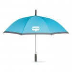 Promotie paraplu van 23” met EVA handvat kleur turkoois vierde weergave met logo