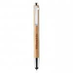 Bamboe pen met touch tip kleur hout bedrukt