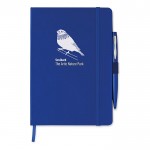 Promotie notitieboekje met pen kleur blauw bedrukt