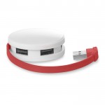 Promotionele USB-hub met 4 poorten kleur rood derde weergave