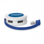 Promotionele USB-hub met 4 poorten kleur koningsblauw vierde weergave met logo