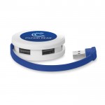 Promotionele USB-hub met 4 poorten kleur koningsblauw bedrukt