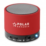 Ronde bluetooth speaker voor promotie kleur rood bedrukt