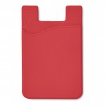 Siliconen kaartjeshouder met logo kleur rood