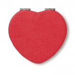 Hartvormig spiegeltje met logo kleur rood