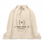 Promo linnen tasje met hengsels kleur beige vierde weergave met logo