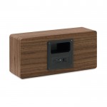 Stijlvolle houten speaker voor reclame kleur donker hout vierde weergave