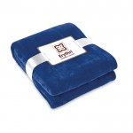 Mooie deken als relatiegeschenk kleur blauw vierde weergave met logo