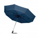 Moderne opvouwbare paraplu met logo kleur blauw vierde weergave