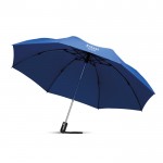Moderne opvouwbare paraplu met logo kleur koningsblauw vierde weergave met logo